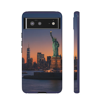 Statue of Liberty Sunset Phone Case – New York City Skyline Travel Aesthetic Tough Case