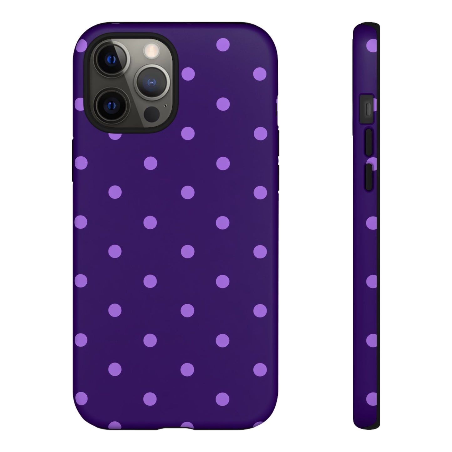 Purple Polka Dot Tough Phone Case – Cute Stylish Durable Protective Cover for Iphone, Samsung Galaxy and Pixel
