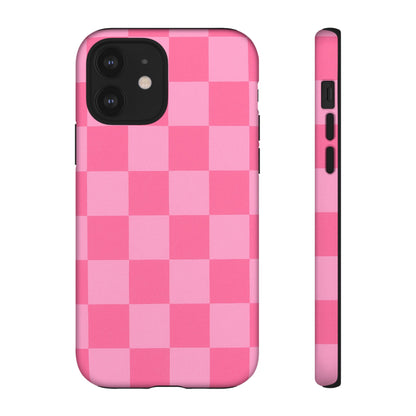 Pink Checkerboard Phone Case – Cute Aesthetic Tough Case for iPhone & Samsung