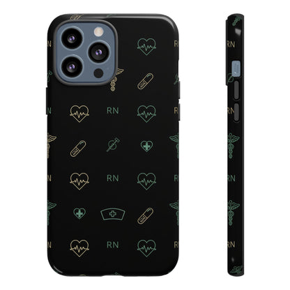 RN Nurse Phone Case – Minimal Medical Icon Pattern Healthcare Worker Tough Case