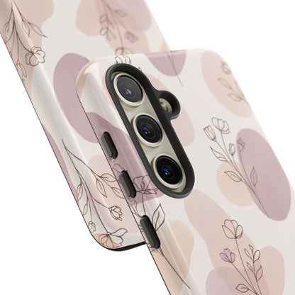 Blush Floral Phone Case Neutral Botanical Watercolor Tough Cover