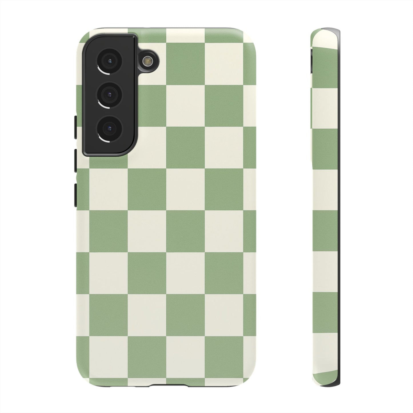 Sage Green Checkerboard Phone Case | Minimal Aesthetic Tough Case