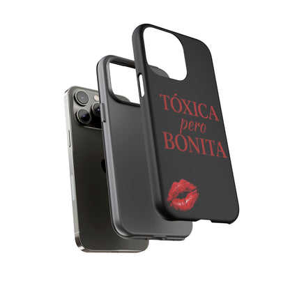 Toxica Pero Bonita Phone Case, Latina Quote Case, Red Lips Aesthetic, Spanish Saying Case, Trendy Tough Cover