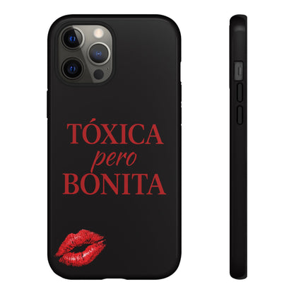 Toxica Pero Bonita Phone Case, Latina Quote Case, Red Lips Aesthetic, Spanish Saying Case, Trendy Tough Cover