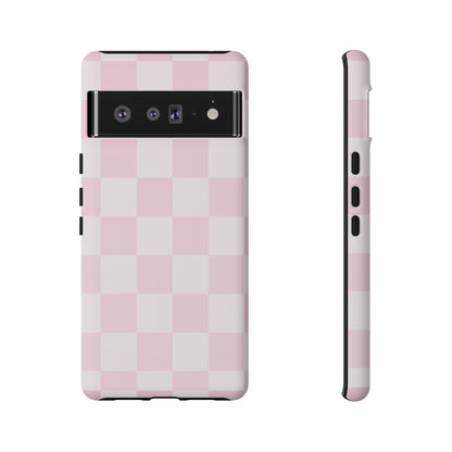 Light Pink Checkerboard Phone Case | Pastel Aesthetic Checkered iPhone & Samsung Tough Case