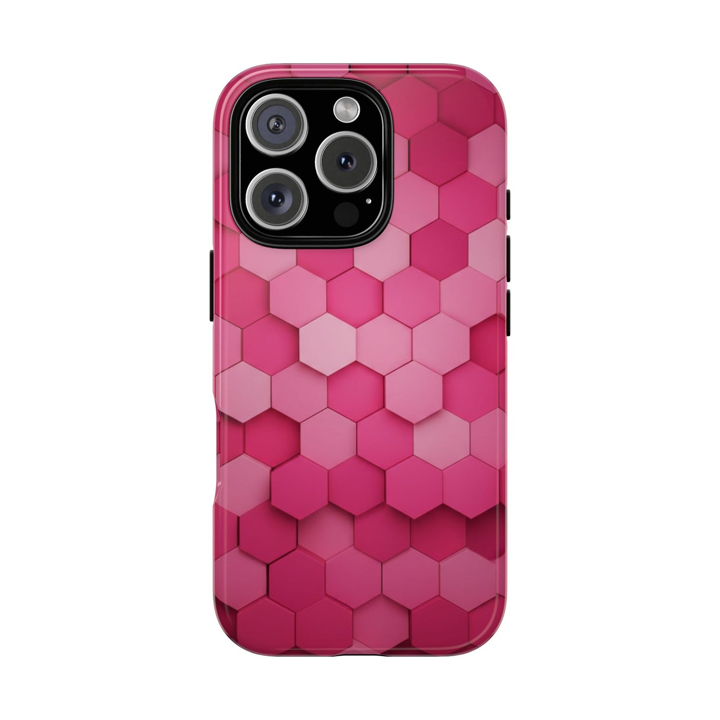 Hot Pink Hexagon Phone Case | Honeycomb Geometric Aesthetic | Cute Pink iPhone & Samsung Tough Protective Case