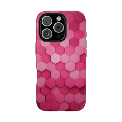 Hot Pink Hexagon Phone Case | Honeycomb Geometric Aesthetic | Cute Pink iPhone & Samsung Tough Protective Case
