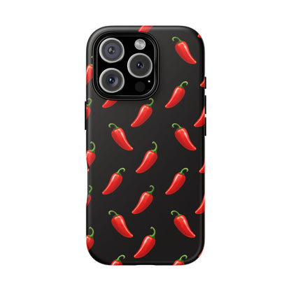 Spicy Chili Pepper Phone Case – Black Cute Hot Pepper Tough Cover for Iphone, Samsung Galaxy and Pixel