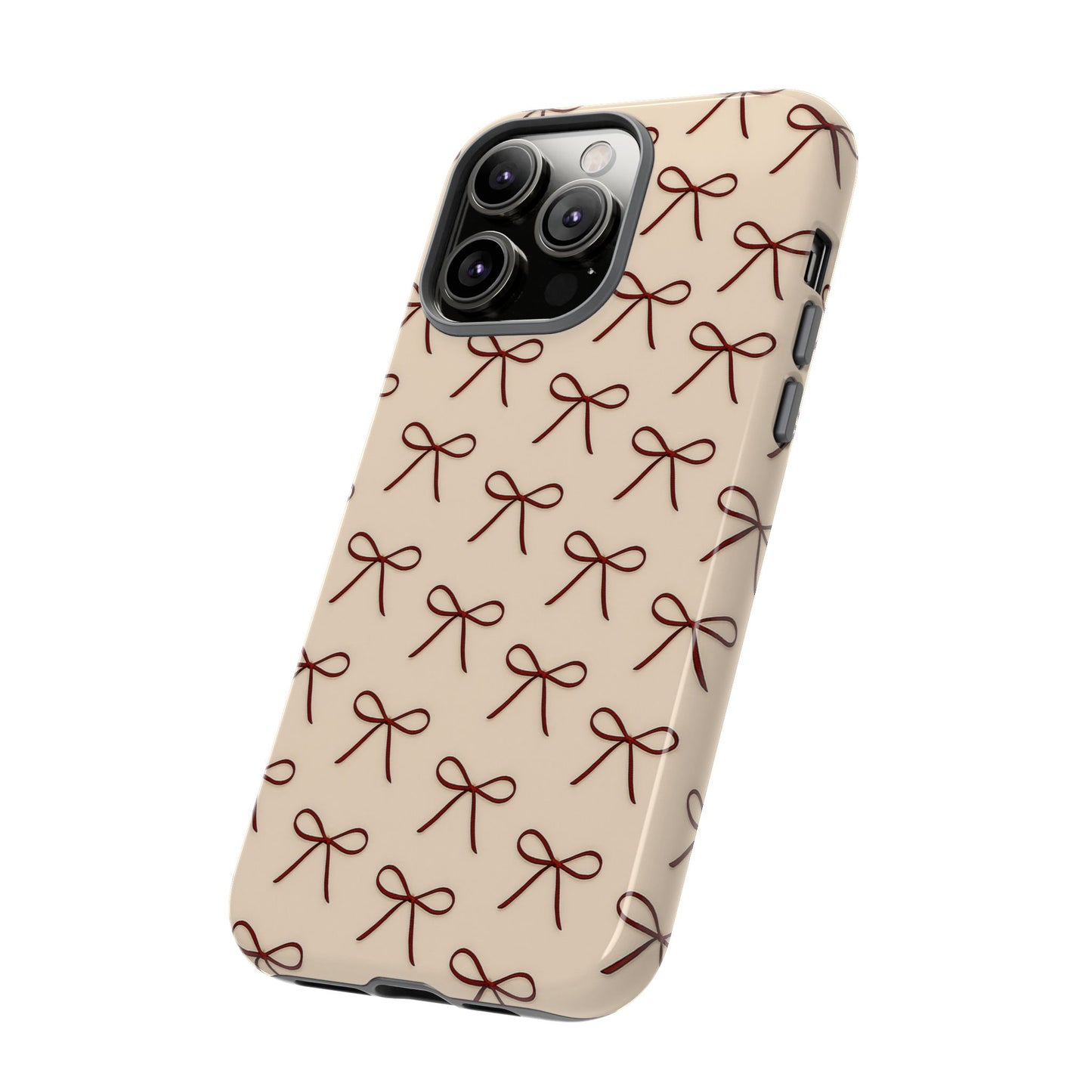 Coquette Bow Phone Case | Neutral Beige Aesthetic iPhone & Samsung Tough Case