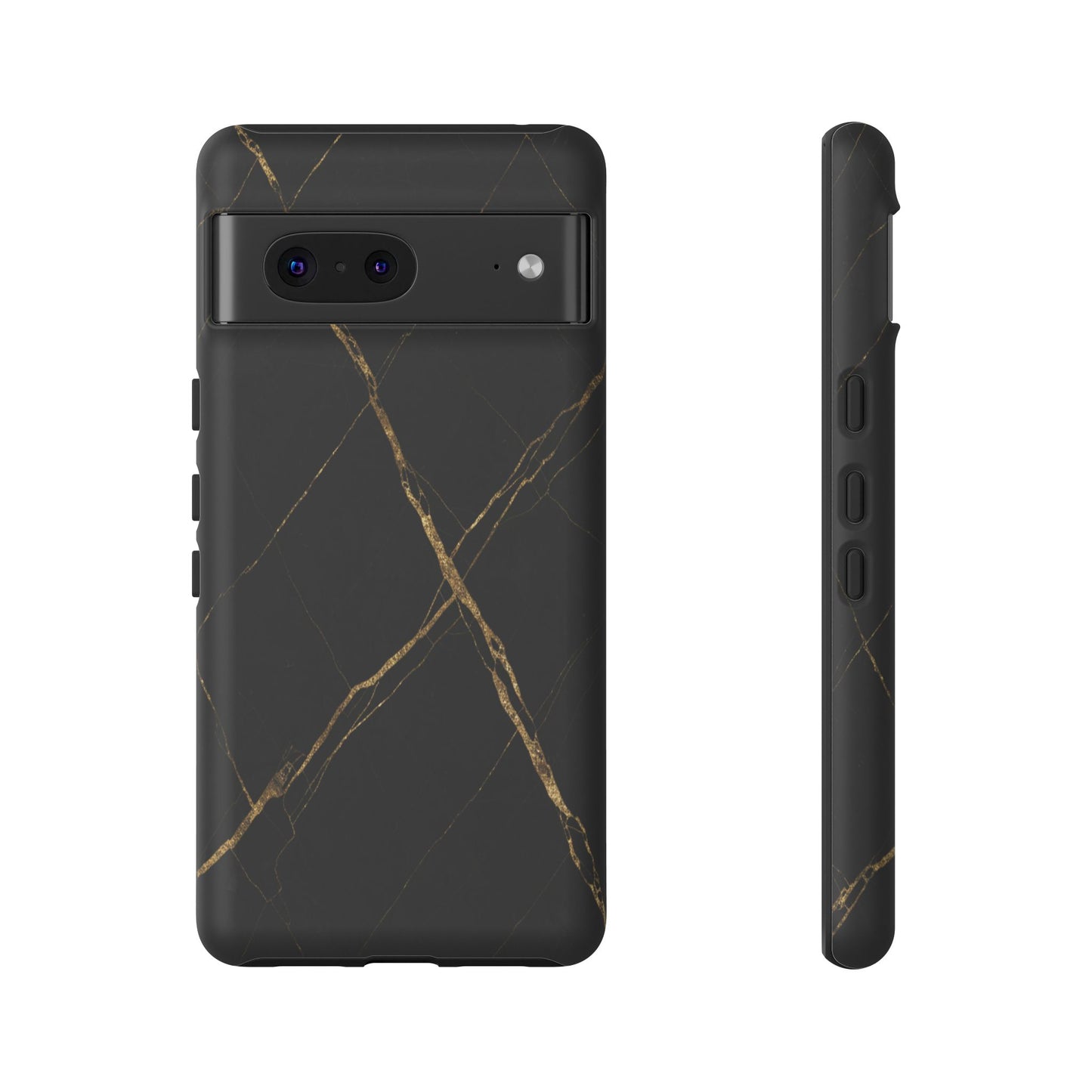 Black Marble Phone Case with Gold Veins – Luxury Minimal Aesthetic Tough Case