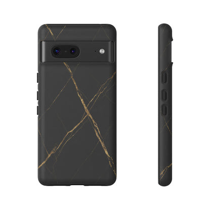 Black Marble Phone Case with Gold Veins – Luxury Minimal Aesthetic Tough Case