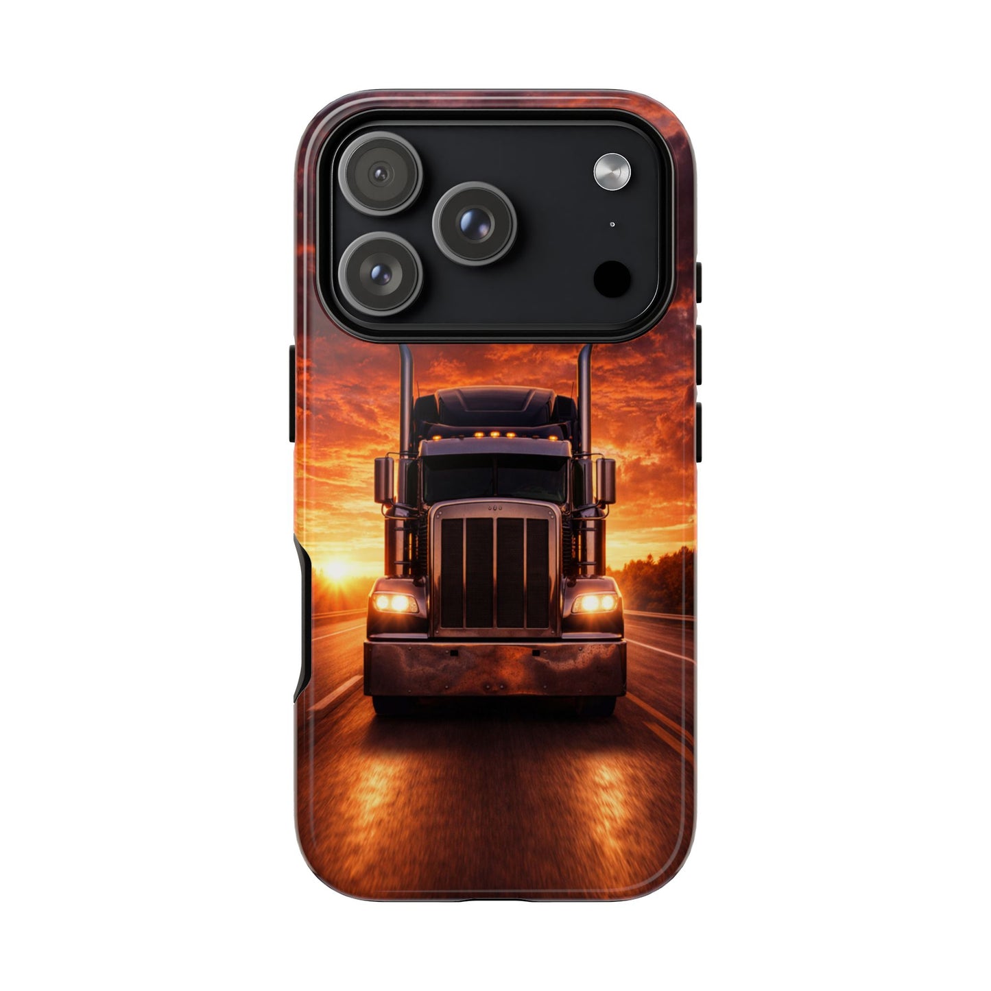 Big Rig Truck Phone Case Sunset Highway Semi Truck iPhone Samsung Cover