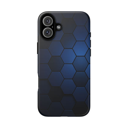 Blue Hexagon Gradient Phone Case | Honeycomb Geometric Tech Aesthetic | Minimalist Tough Case for iPhone & Samsung