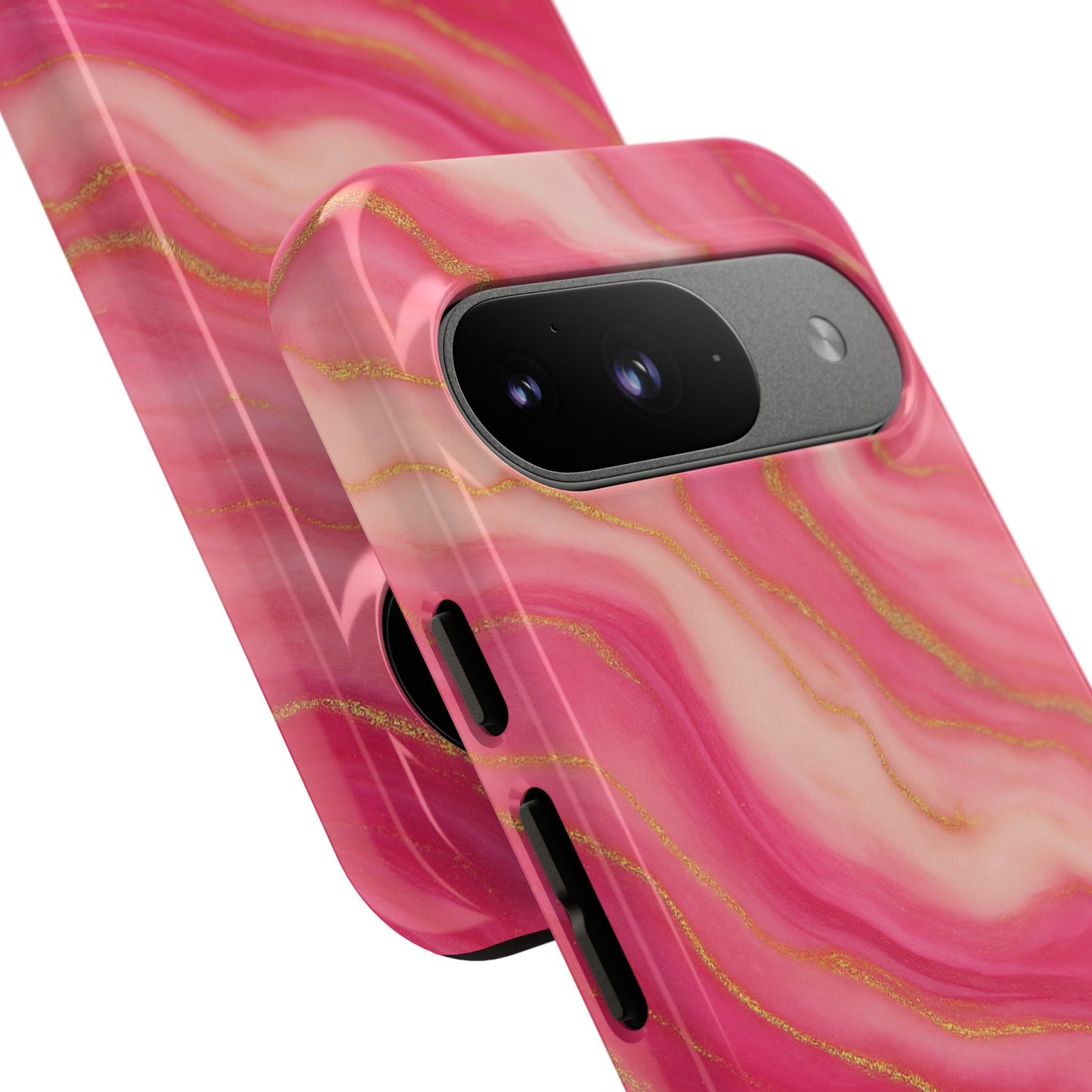 Pink Marble Phone Case | Rose Gold Swirl Aesthetic Tough Protective Case