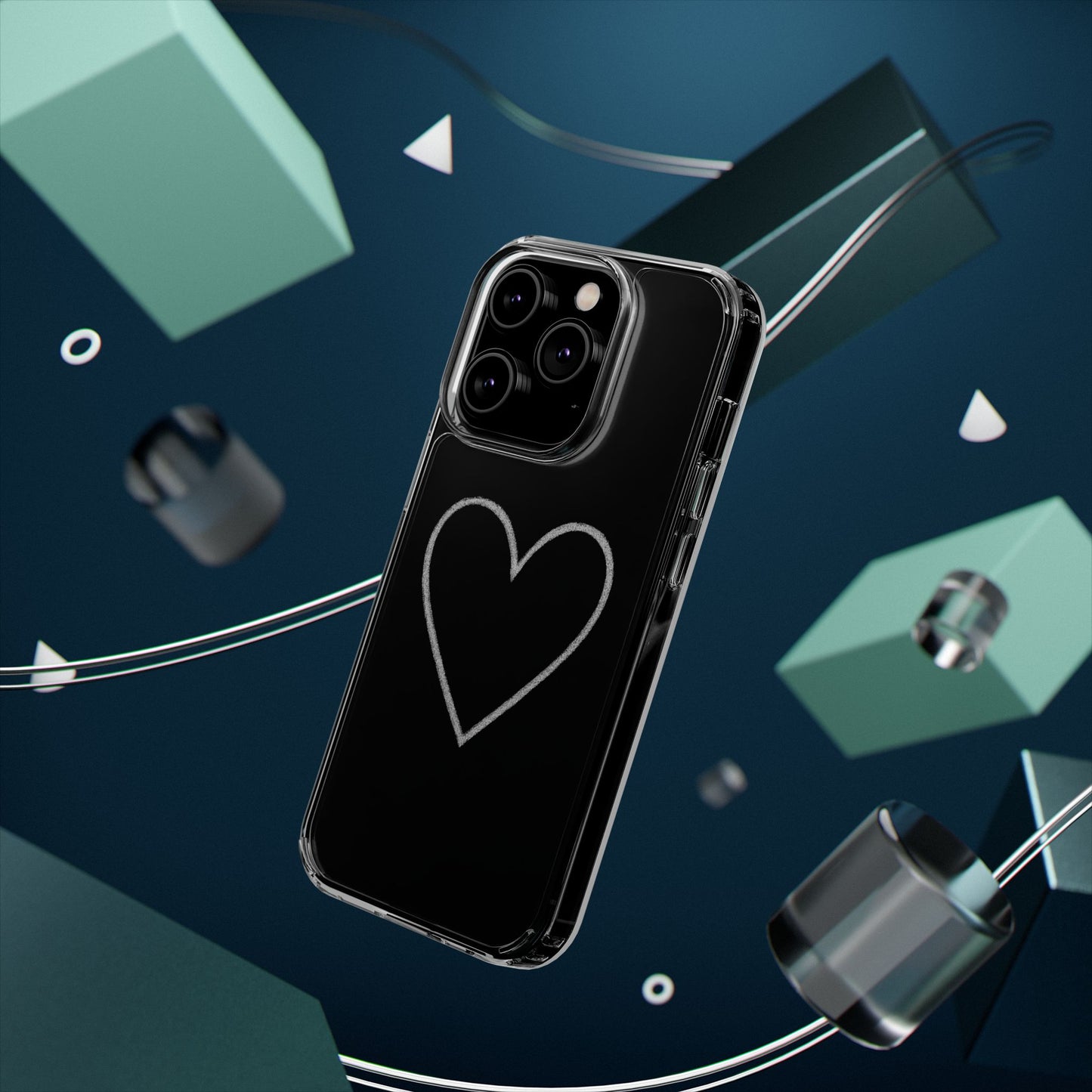 Minimal Hand-Drawn Heart Clear Phone Case | Aesthetic Clear Protective Case