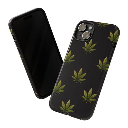 Cannabis Leaf Phone Case Green Weed Leaf Pattern Tough Protective Cover