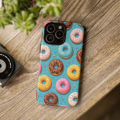 Cute Donut Pattern Phone Case – Colorful Sprinkles Dessert Design for Iphone, Samsung Galaxy and Pixel