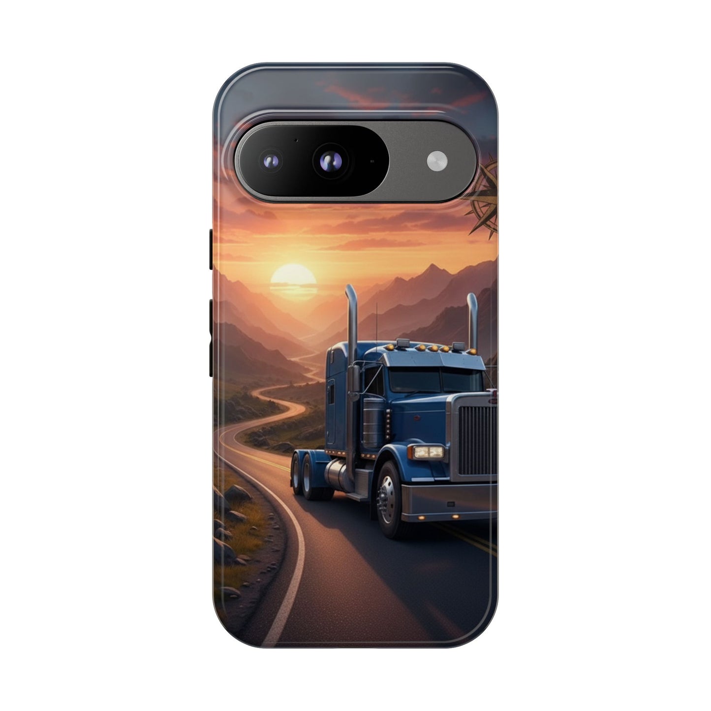 Semi Truck Sunset Phone Case | Trucker Gift | Diesel Truck Highway Road iPhone & Samsung Tough Protective Case