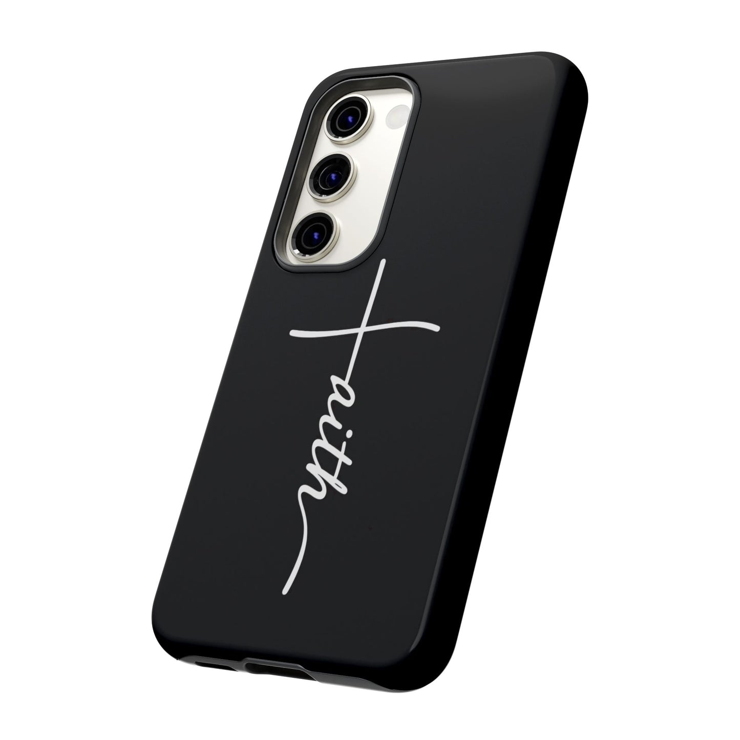 Faith Cross Phone Case, Christian Aesthetic Minimalist Black Matte Case, Religious Gift iPhone Samsung Cover