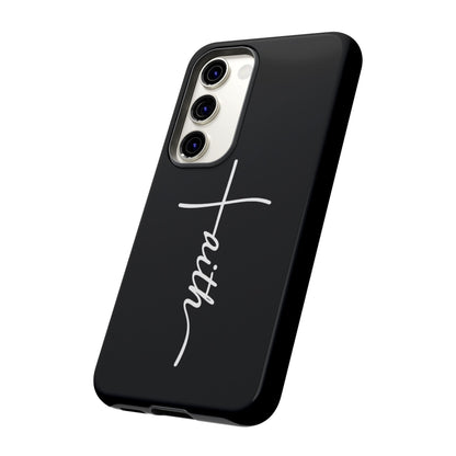 Faith Cross Phone Case, Christian Aesthetic Minimalist Black Matte Case, Religious Gift iPhone Samsung Cover