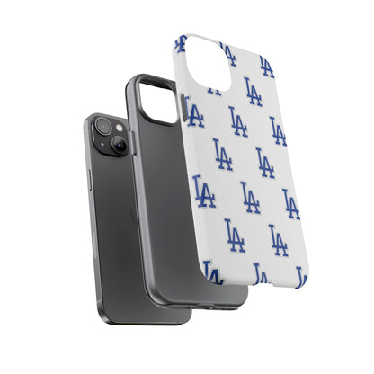 Blue LA Monogram Pattern Phone Case | Minimal Baseball Inspired Tough Cover