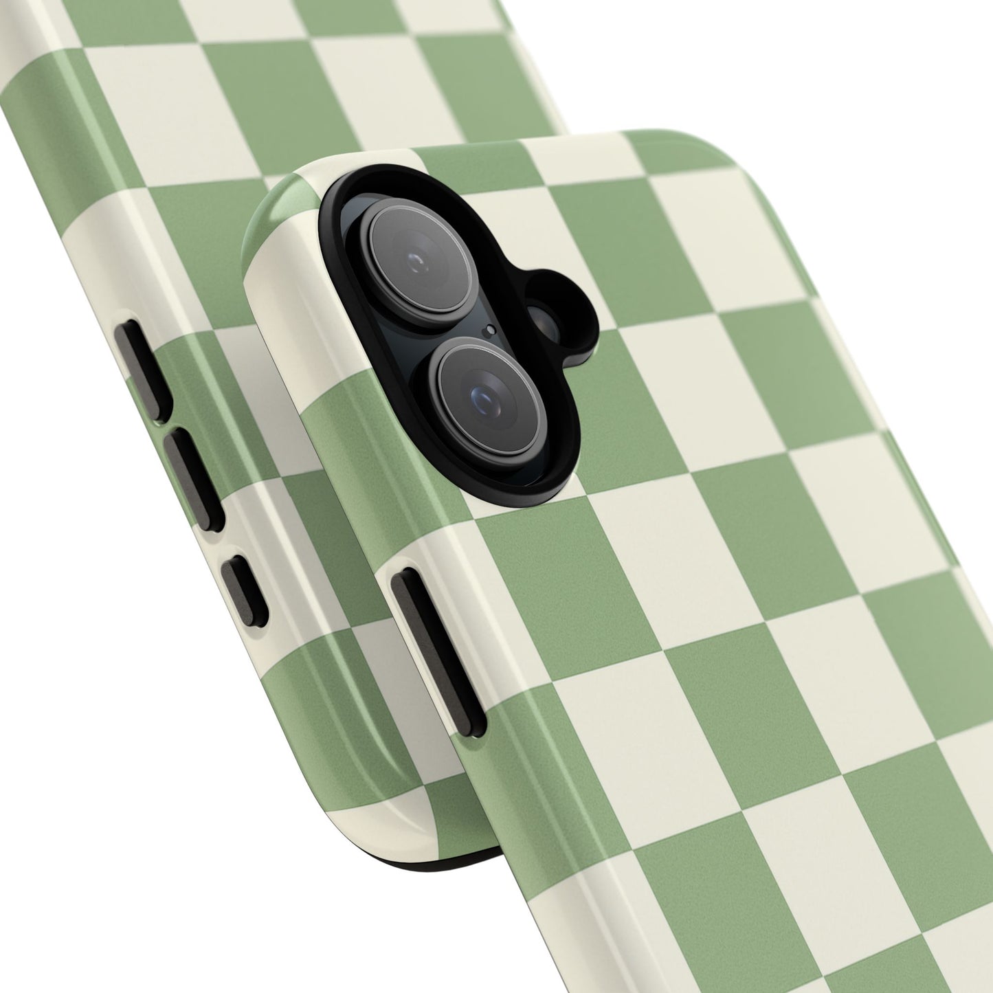 Sage Green Checkerboard Phone Case | Minimal Aesthetic Tough Case