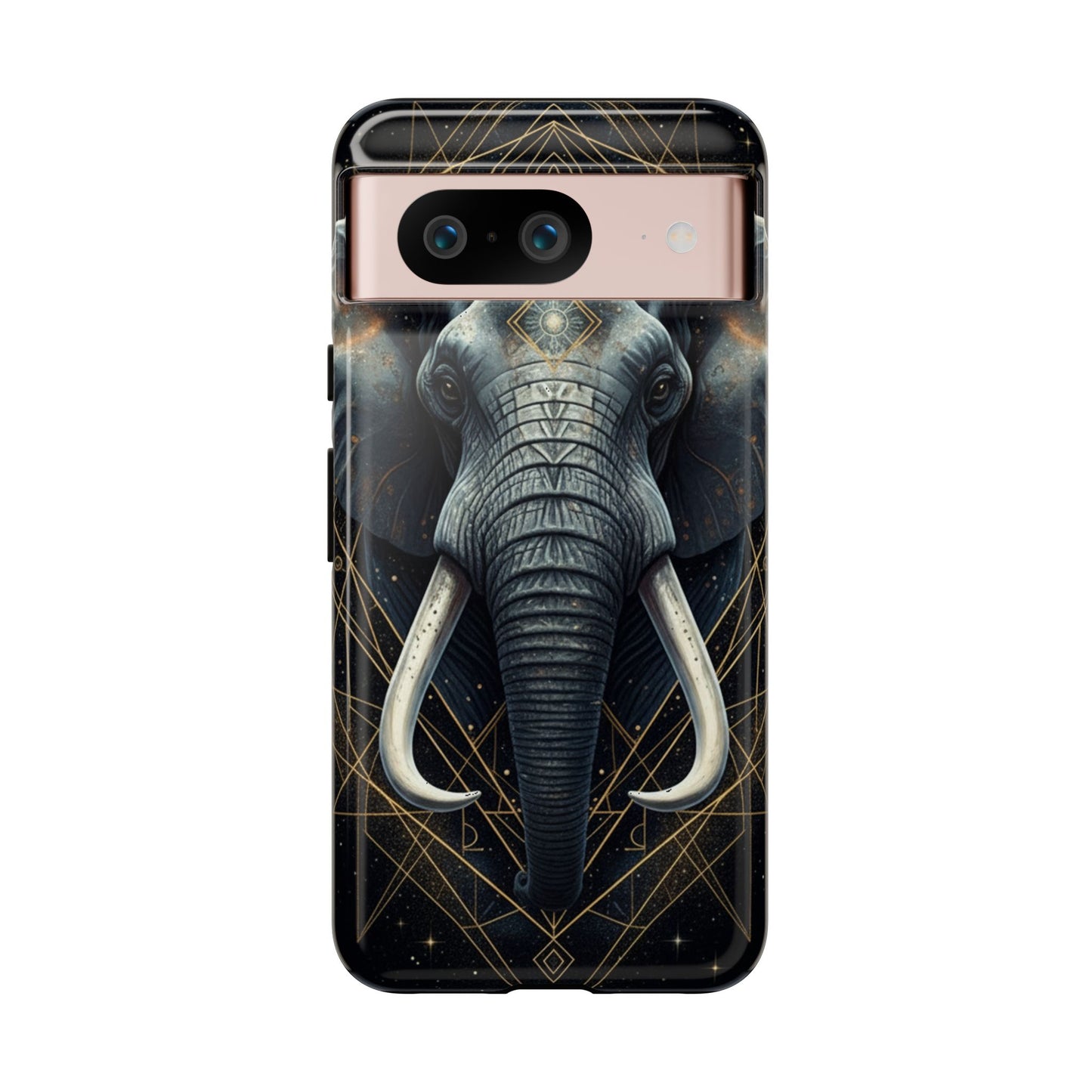 Elephant Mandala Phone Case – Black and Gold Spiritual Elephant Tough Protective Case