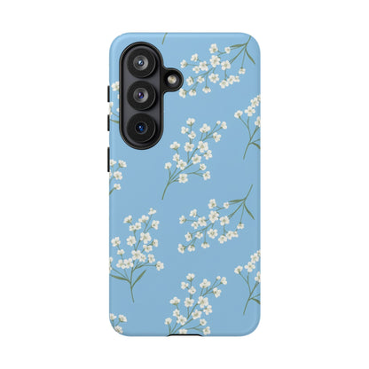 Baby’s Breath Floral Phone Case – Blue Minimal Flower Aesthetic Tough Case