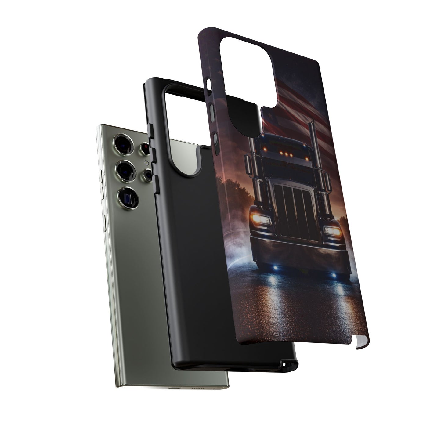Semi Truck Phone Case American Flag Big Rig Trucker Gift iPhone Samsung