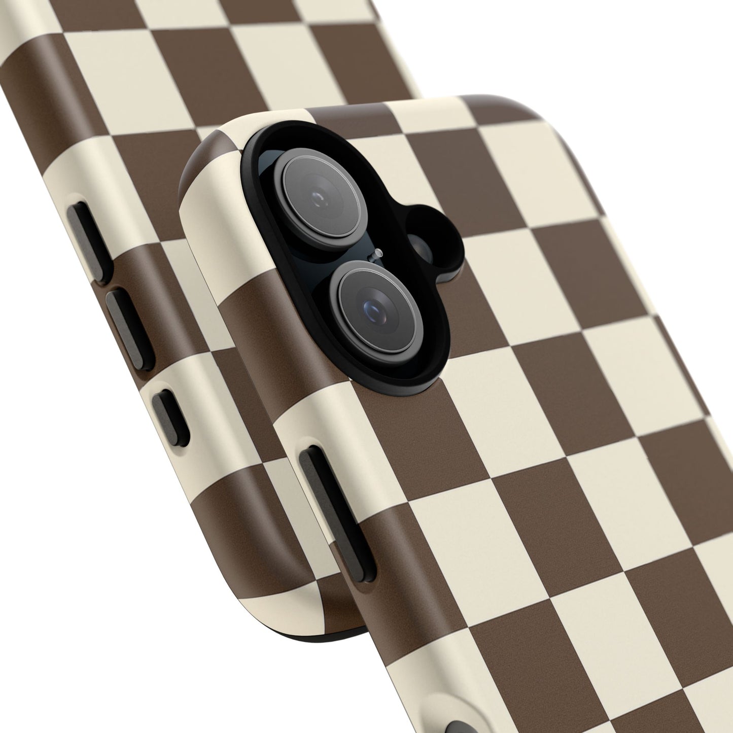 Mocha Checkerboard Phone Case | Neutral Aesthetic Tough Case