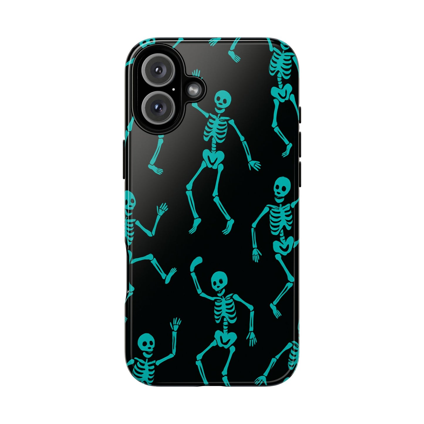 Dancing Teal Skeletons Phone Case | Tough Protective Case for Iphone, Samsung Galaxy and Pixel