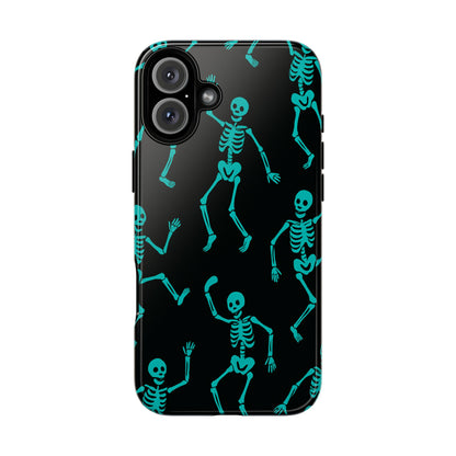Dancing Teal Skeletons Phone Case | Tough Protective Case for Iphone, Samsung Galaxy and Pixel