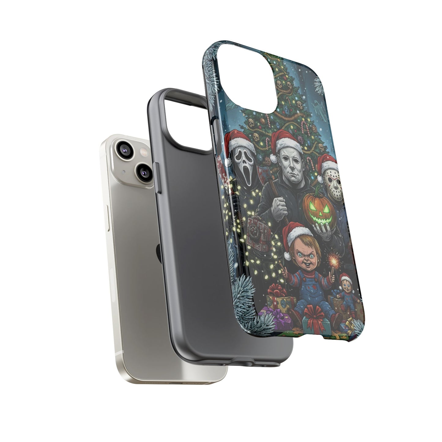 Christmas Horror Phone Case – Festive Slasher Collage Tough Case (iPhone, Samsung, Pixel)