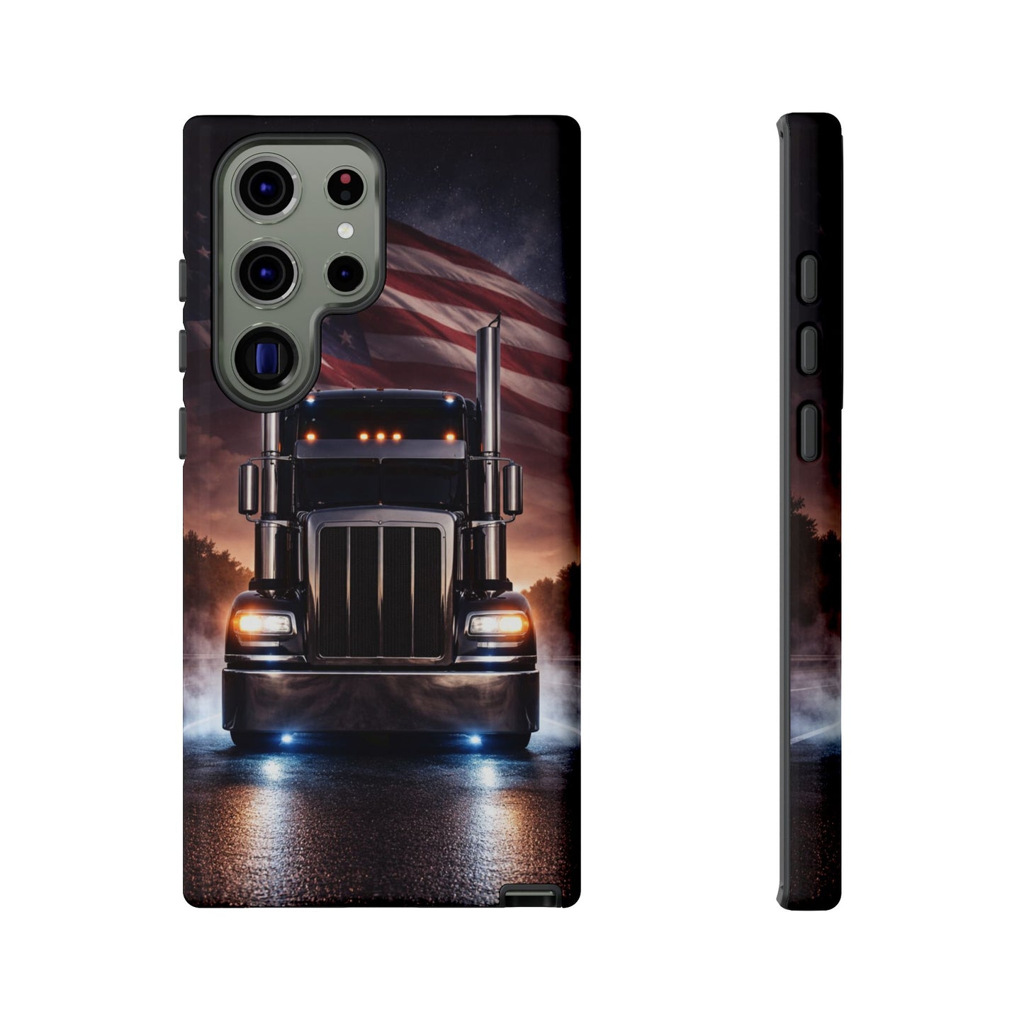 Semi Truck Phone Case American Flag Big Rig Trucker Gift iPhone Samsung