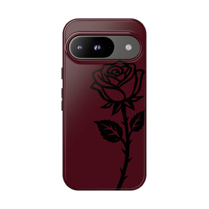 Black Rose Burgundy iPhone Case | Dark Aesthetic Shockproof Protective Cover