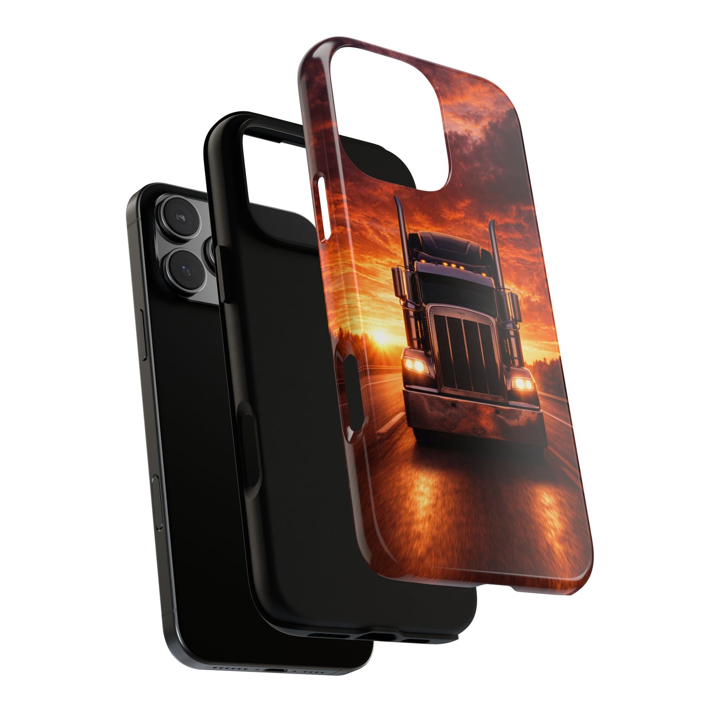 Big Rig Truck Phone Case Sunset Highway Semi Truck iPhone Samsung Cover