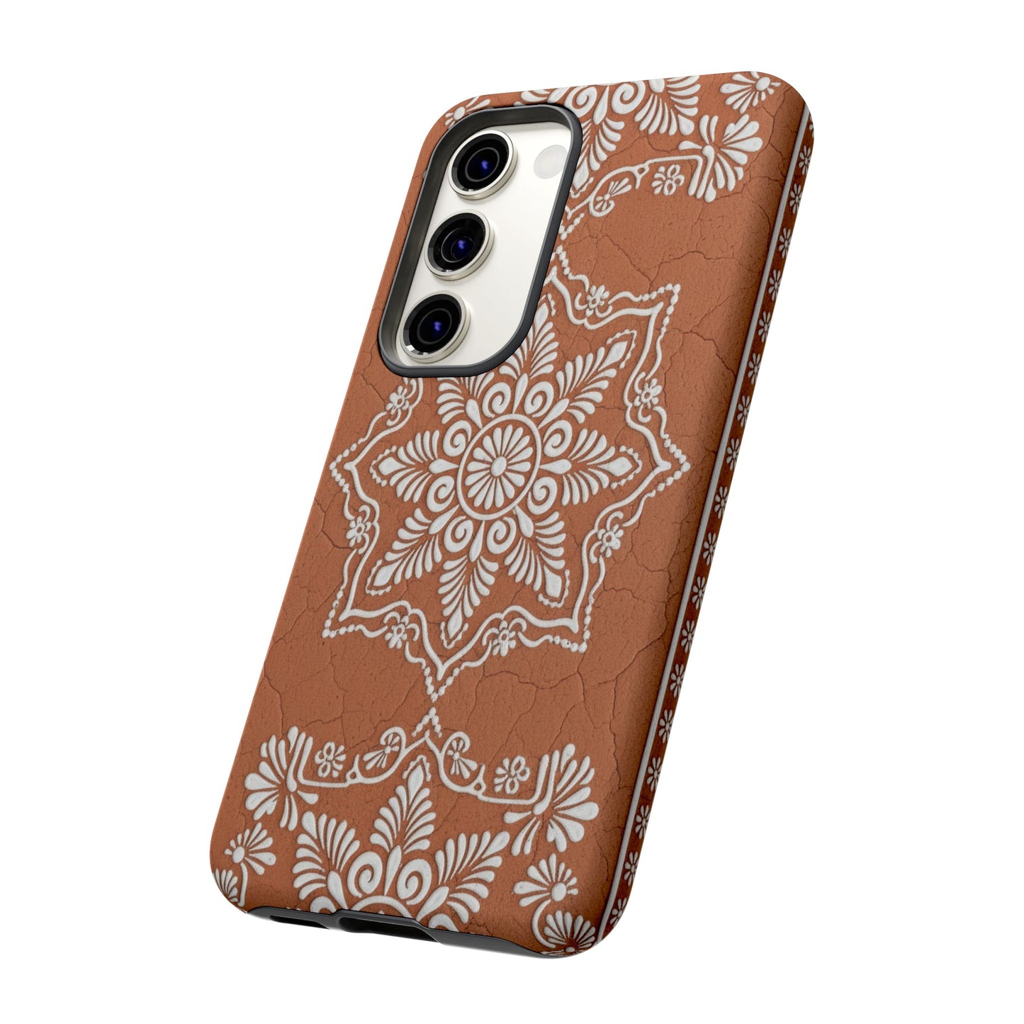 Talavera Terracotta Phone Case | Mexican Floral Pattern iPhone & Samsung Tough Case | Boho Clay Aesthetic Cover