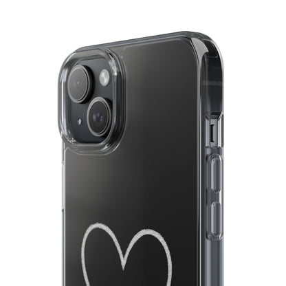 Minimal Hand-Drawn Heart Clear Phone Case | Aesthetic Clear Protective Case