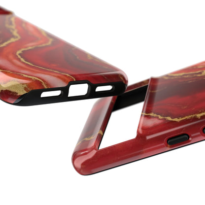 Red Agate Marble Phone Case – Gold Vein Luxury Stone Tough Case (iPhone, Samsung, Pixel)