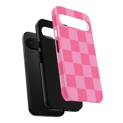Pink Checkerboard Phone Case | Cute Aesthetic Checkered iPhone & Samsung Tough Case