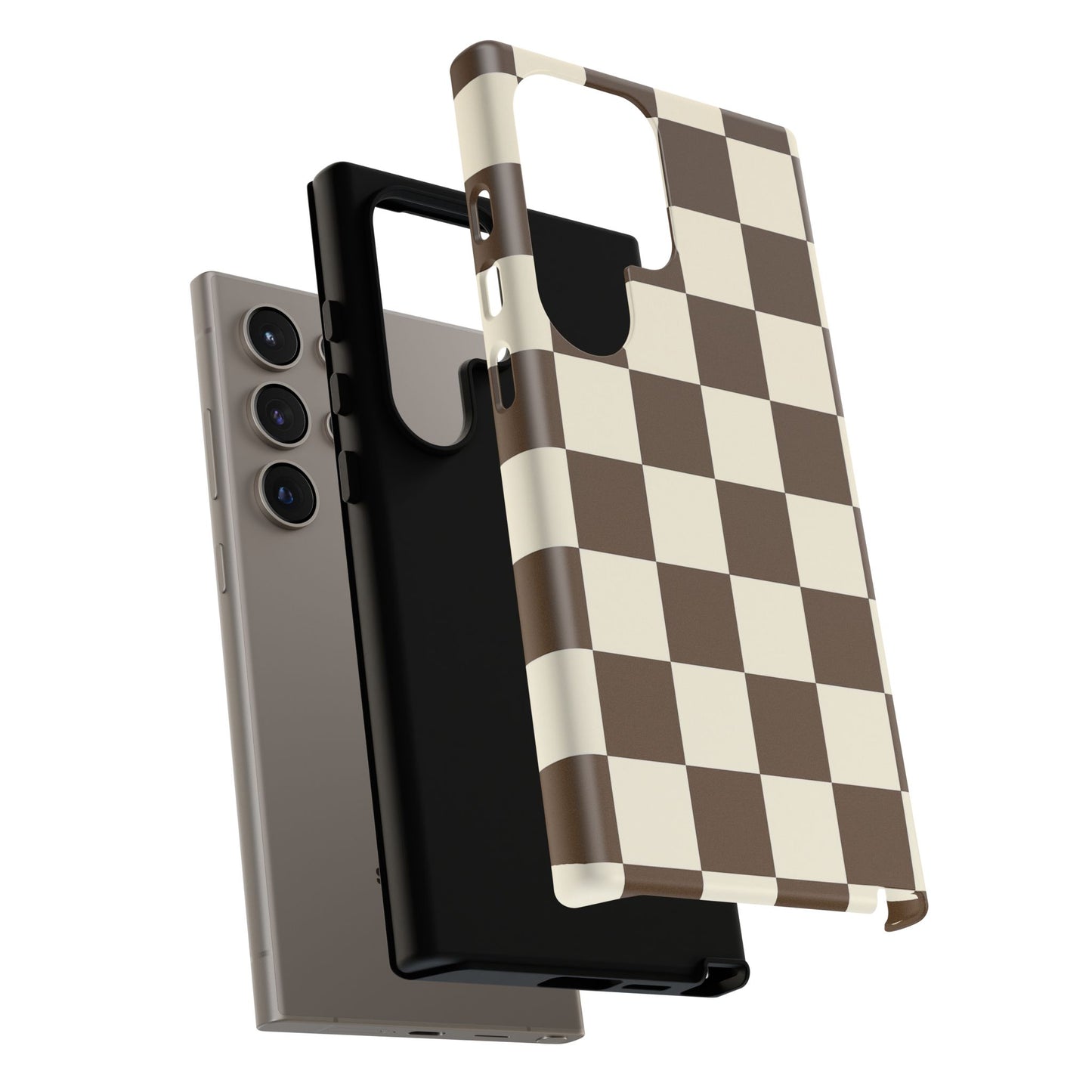 Mocha Checkerboard Phone Case | Neutral Aesthetic Tough Case