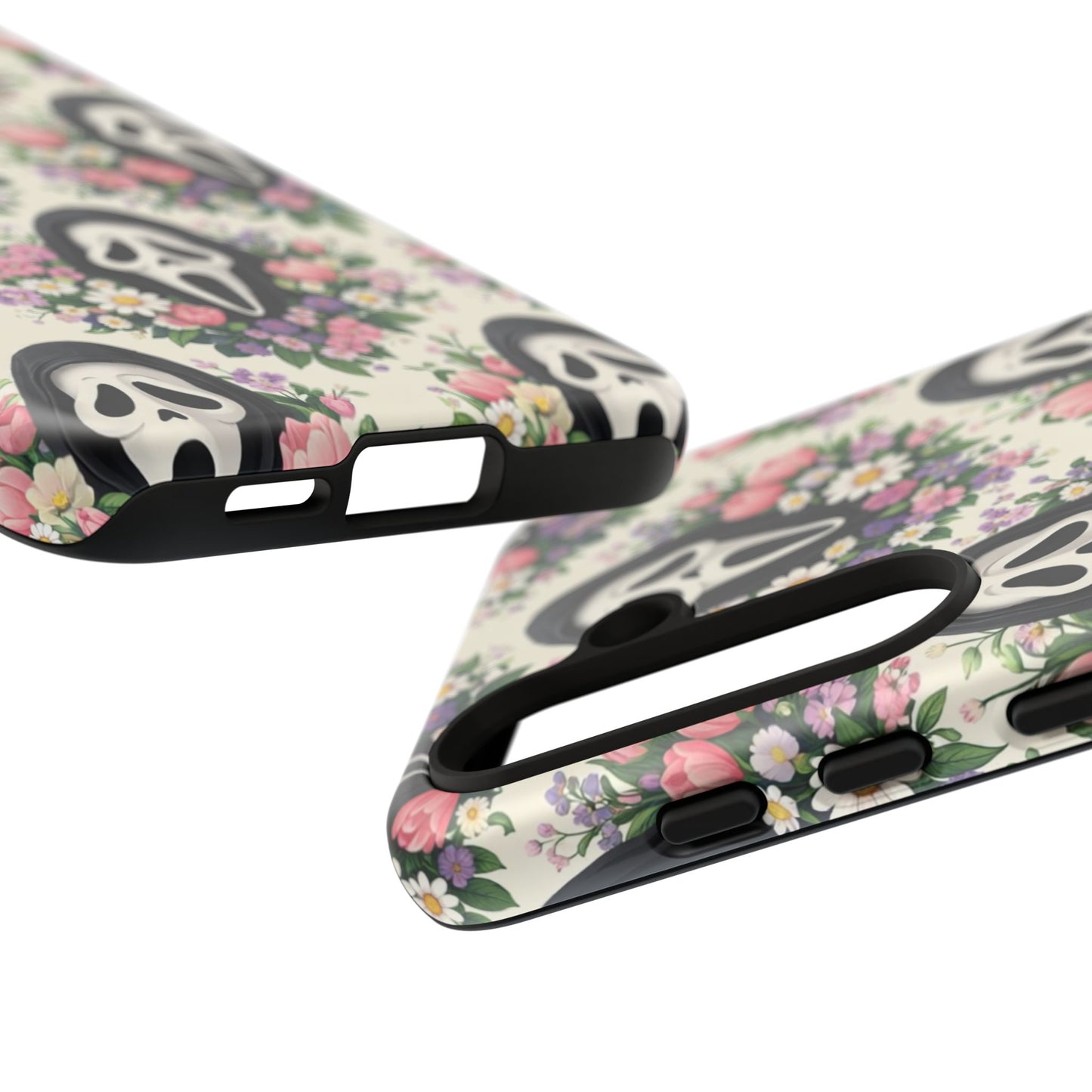 Floral Ghost Face Aesthetic Phone Case – Cute Spooky Tough Cover