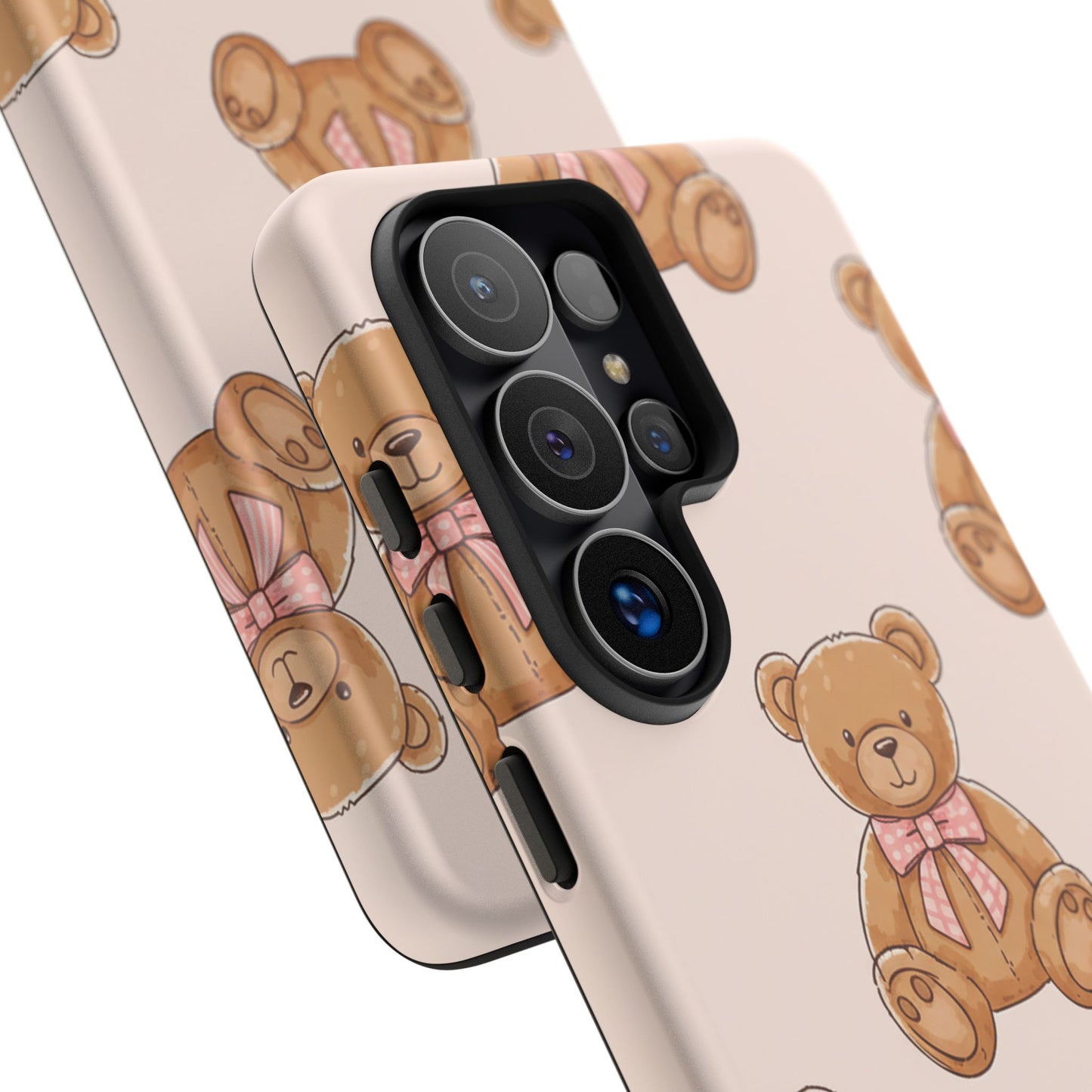 Teddy Bear Phone Case | Cute Coquette Aesthetic Pink Bear Pattern Case | Kawaii Soft Girl iPhone & Samsung Tough Protective Case
