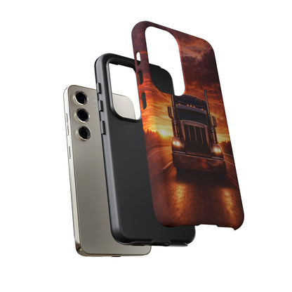 Big Rig Truck Phone Case Sunset Highway Semi Truck iPhone Samsung Cover