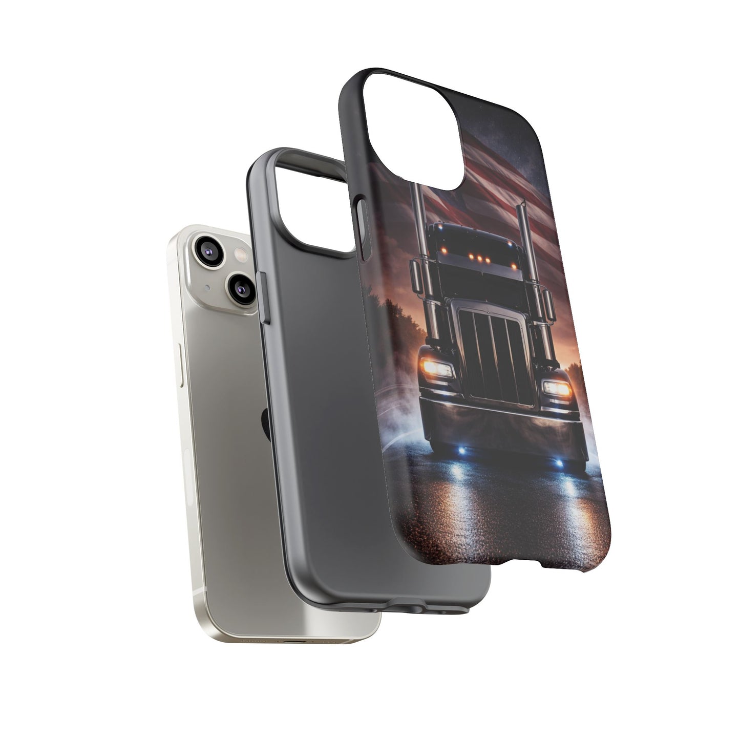Semi Truck Phone Case American Flag Big Rig Trucker Gift iPhone Samsung
