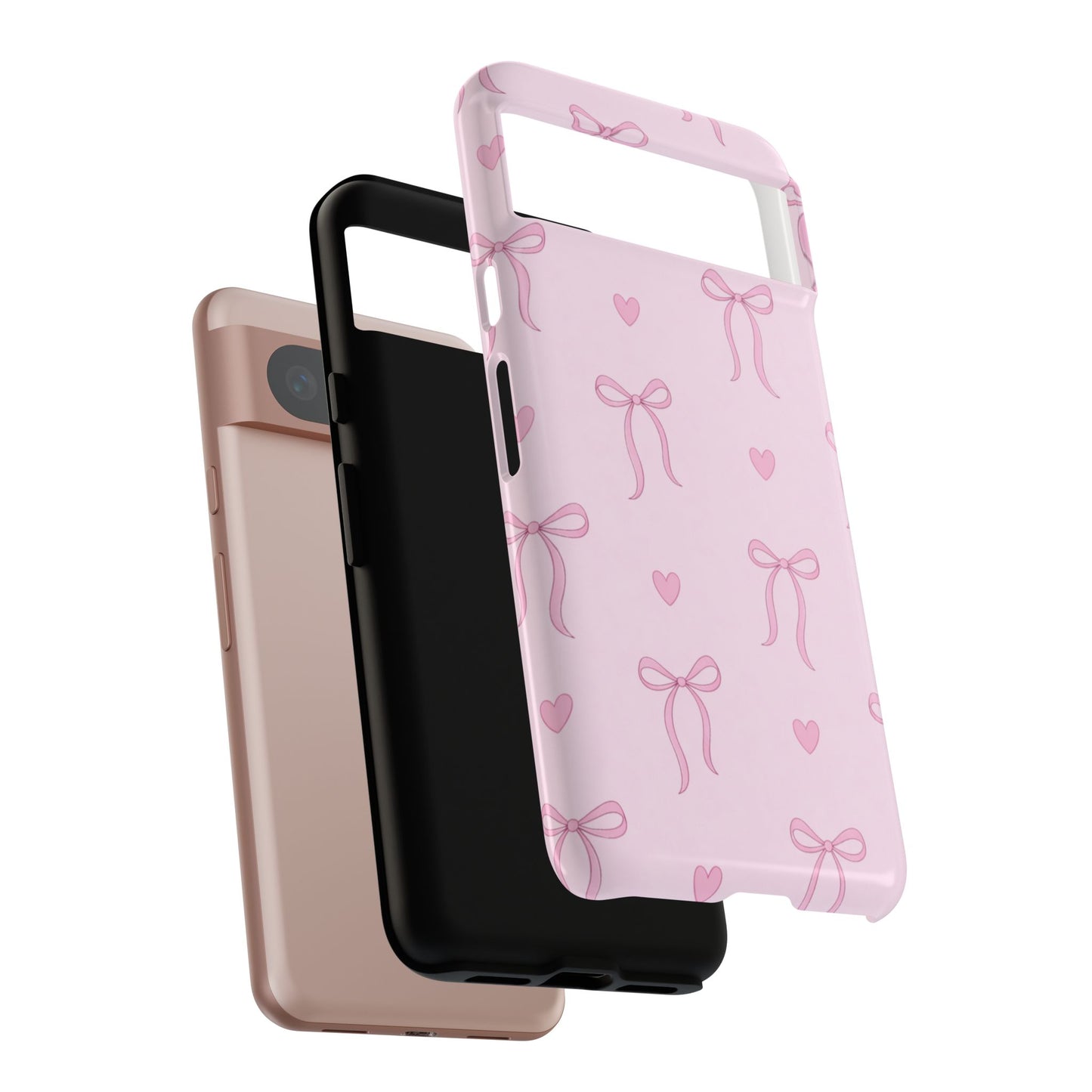Pink Bow Heart Aesthetic Phone Case – Coquette Cute Tough Cover