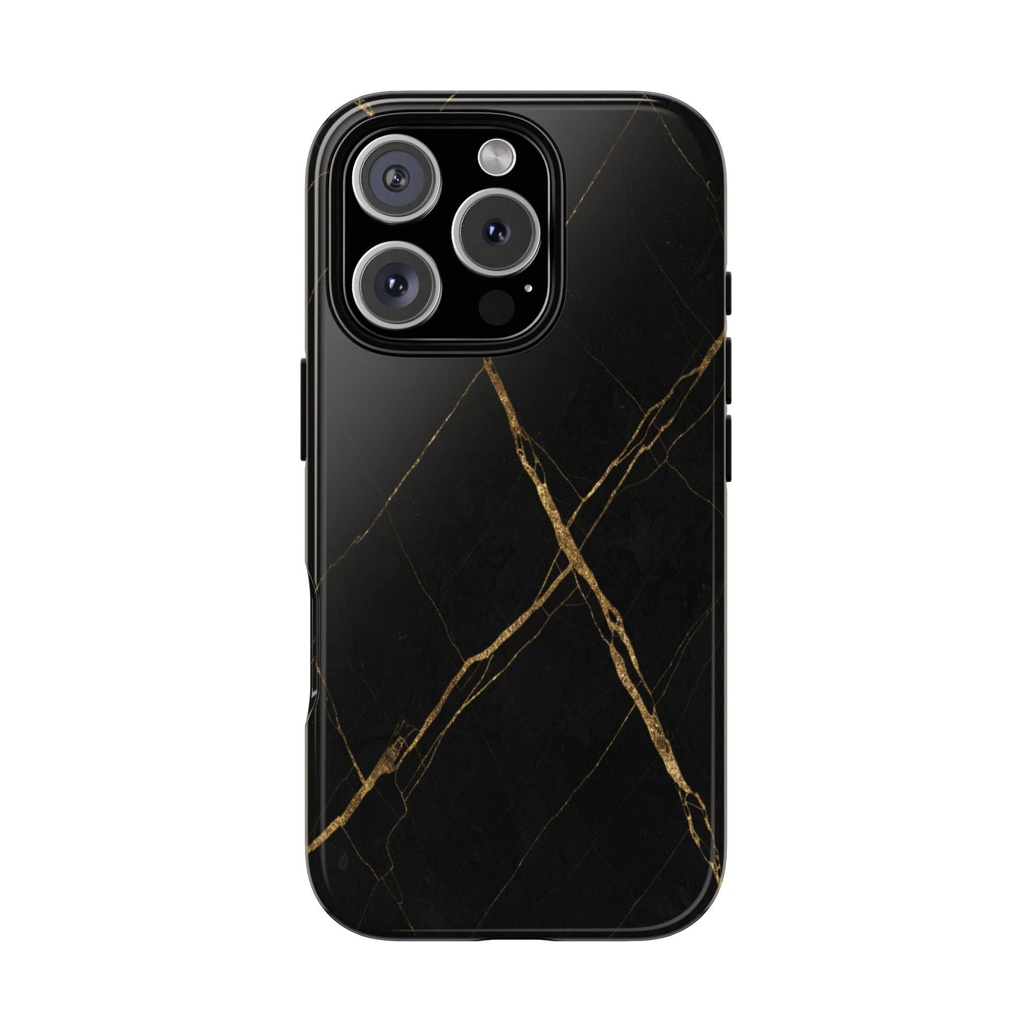 Black Marble Phone Case with Gold Veins – Luxury Minimal Aesthetic Tough Case