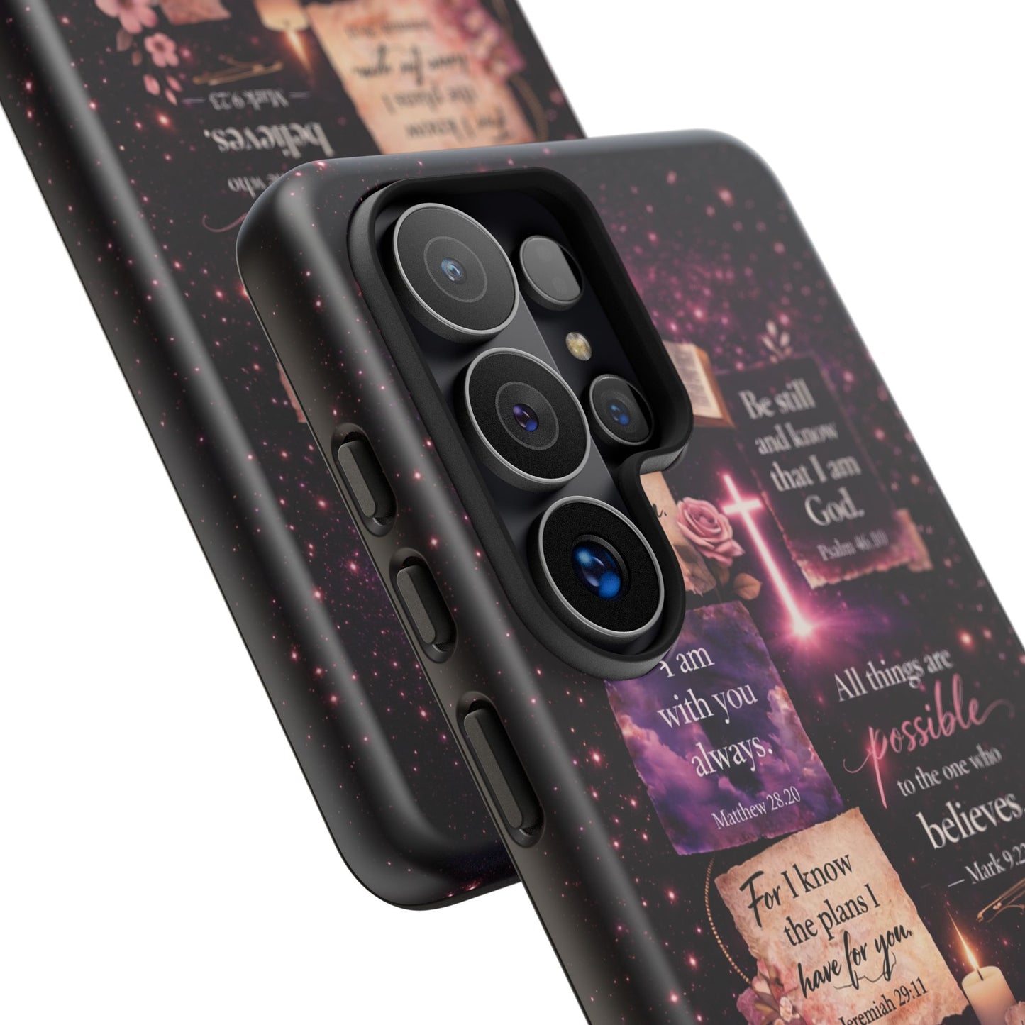 Christian Bible Verse Phone Case Pink Floral Faith Tough Protective Cover Gift