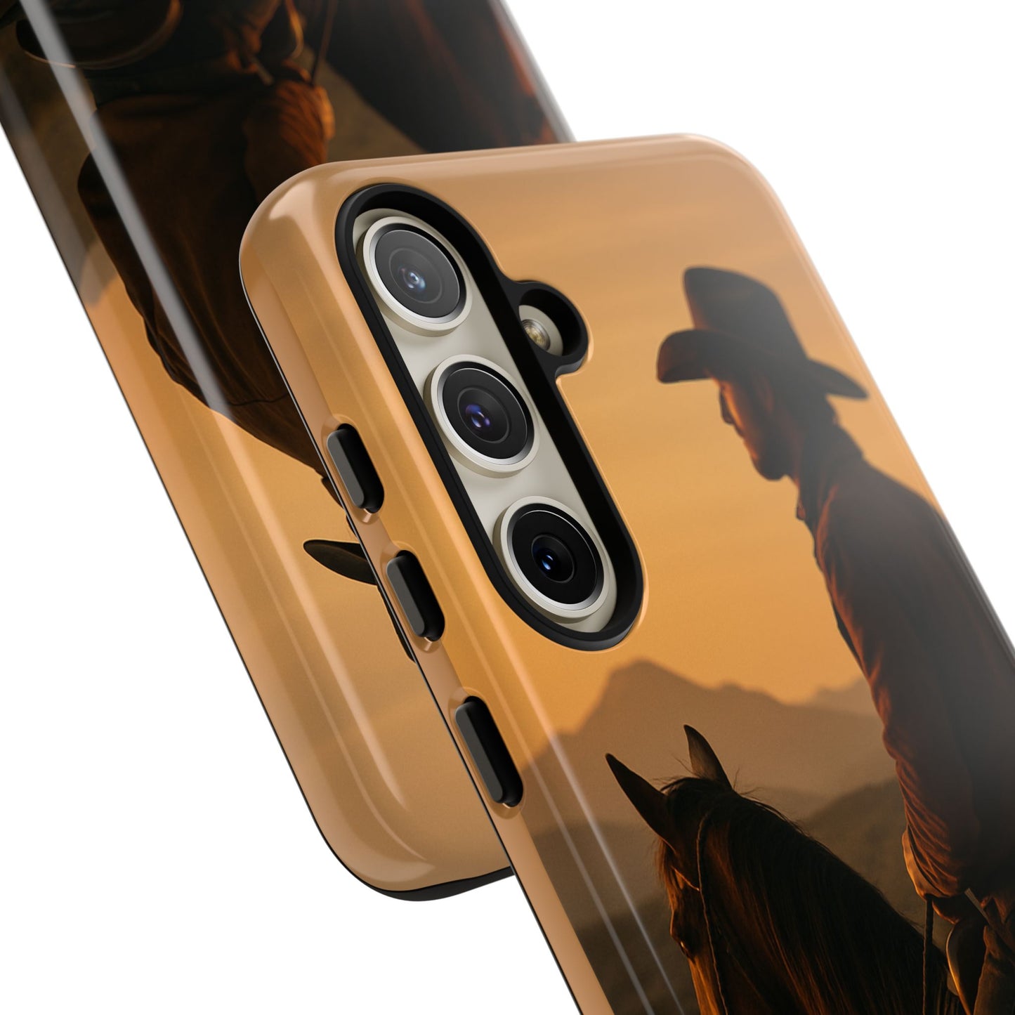 Western Cowboy Sunset Phone Case | Horse Rider Desert Aesthetic Tough Protective Case