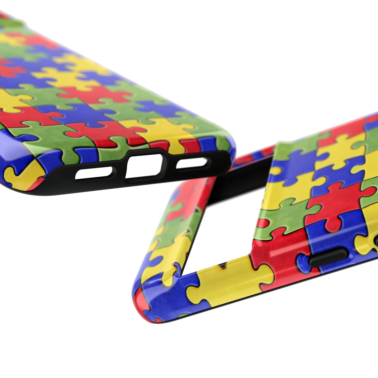 Colorful Puzzle Phone Case, Autism Awareness Jigsaw Design, Tough Protective Case, iPhone & Samsung Case, Vibrant Puzzle Pattern